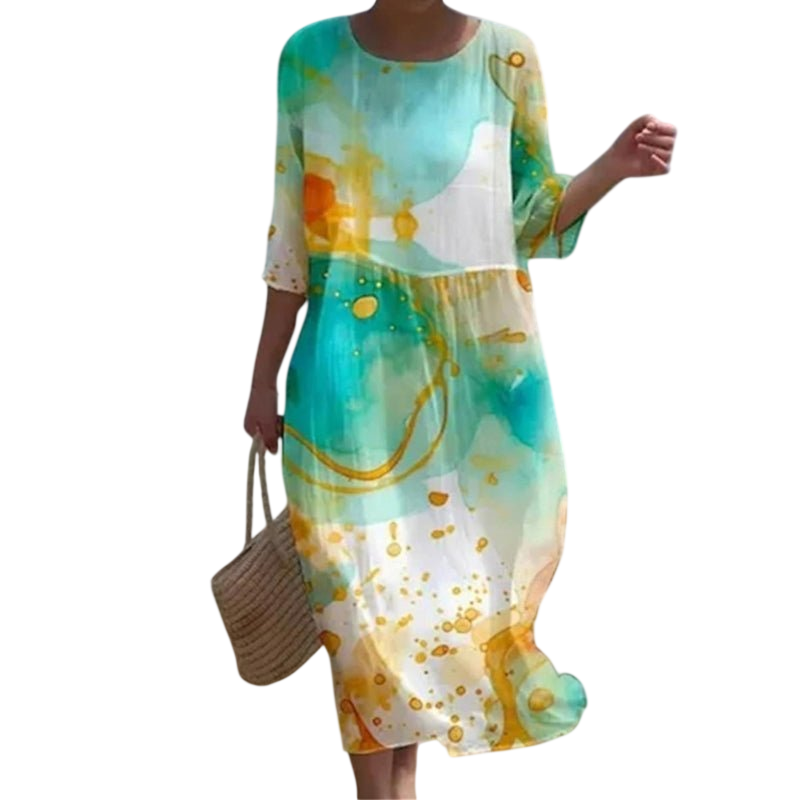 Tracy - Robe imprimée fleurs "Coucher de soleil"