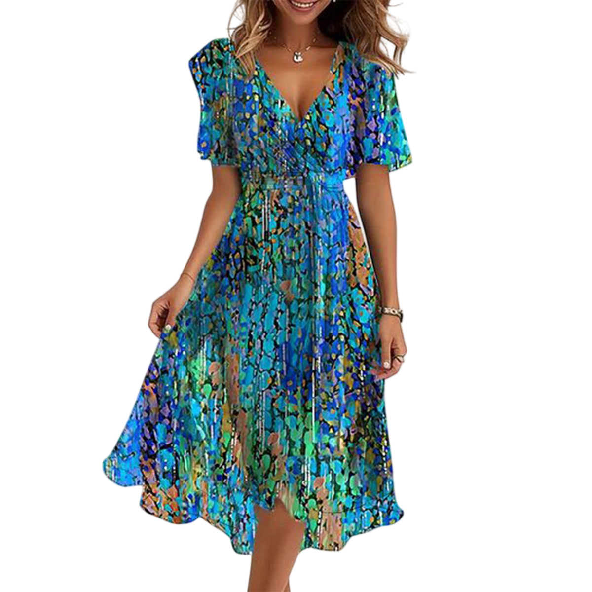 Jolie – Robe midi bleu vif