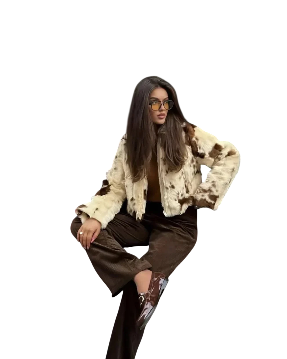Gloria / Veste en similicuir imprimé vache