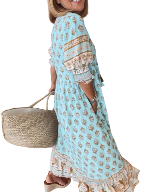 Thea – Chic Floral V-Neck Dress