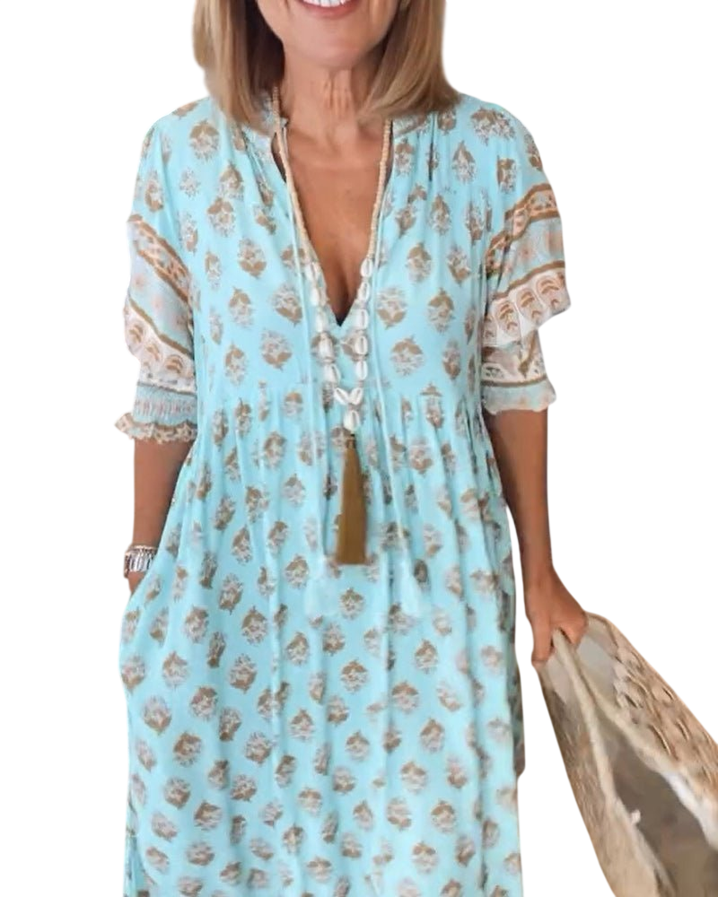 Thea – Robe fleurie chic à col en V