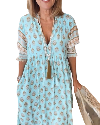 Thea – Chic Floral V-Neck Dress