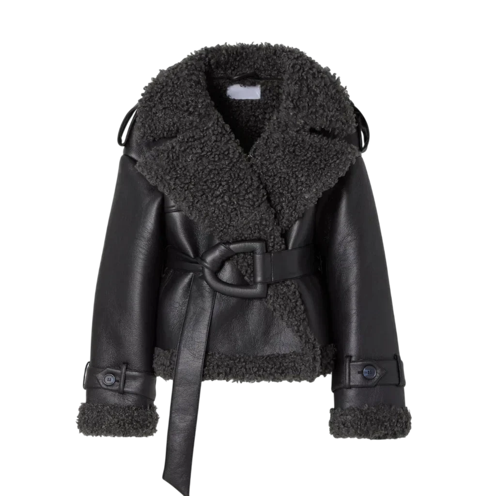 Elvira - Shearling Style Coat with Belt