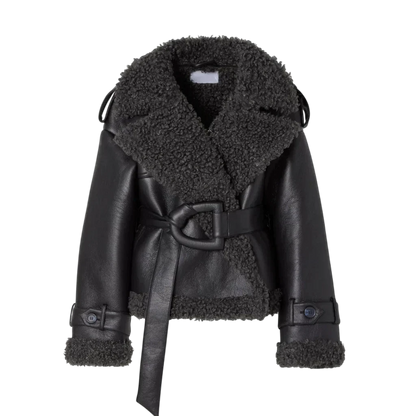 Elvira - Shearling Style Coat with Belt