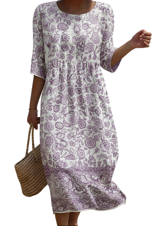 Lavender | Elegant Floral Pattern Dress