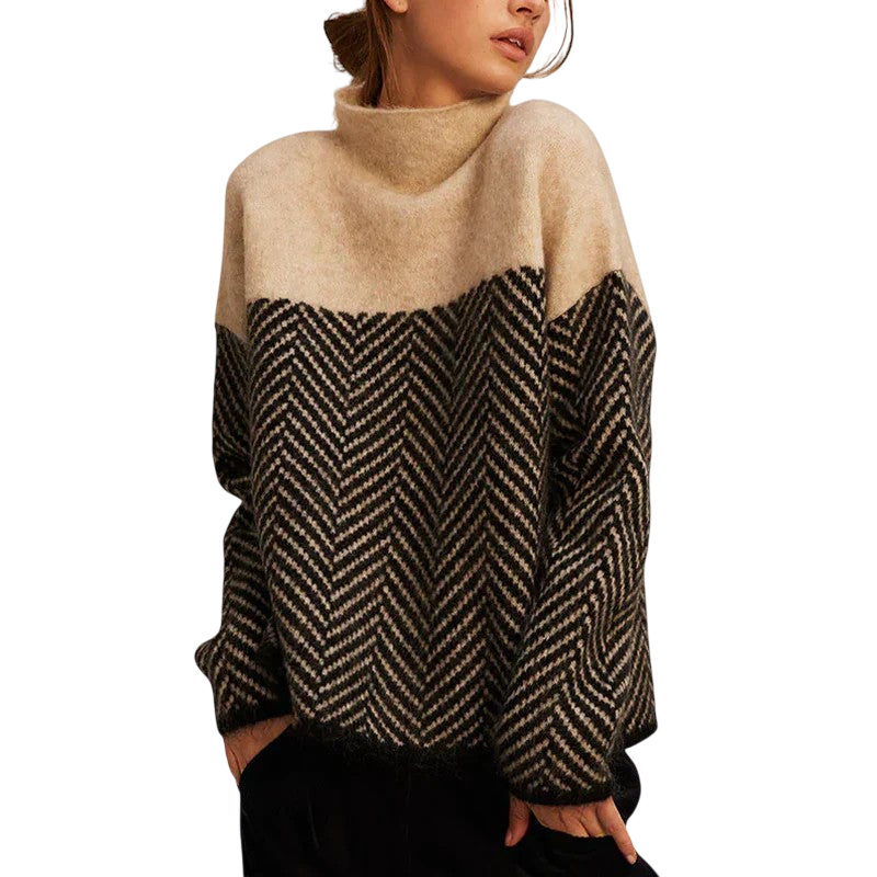 Eva | Pull en maille bicolore structuré