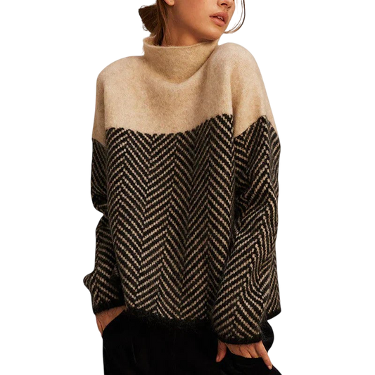 Eva | Structured Two-Tone Knit Sweater