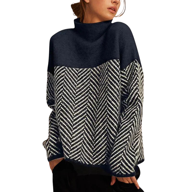 Eva | Pull en maille bicolore structuré
