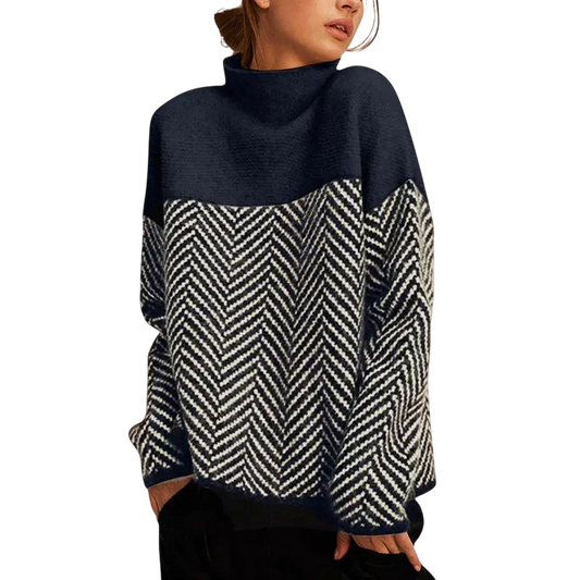 Eva | Structured Two-Tone Knit Sweater