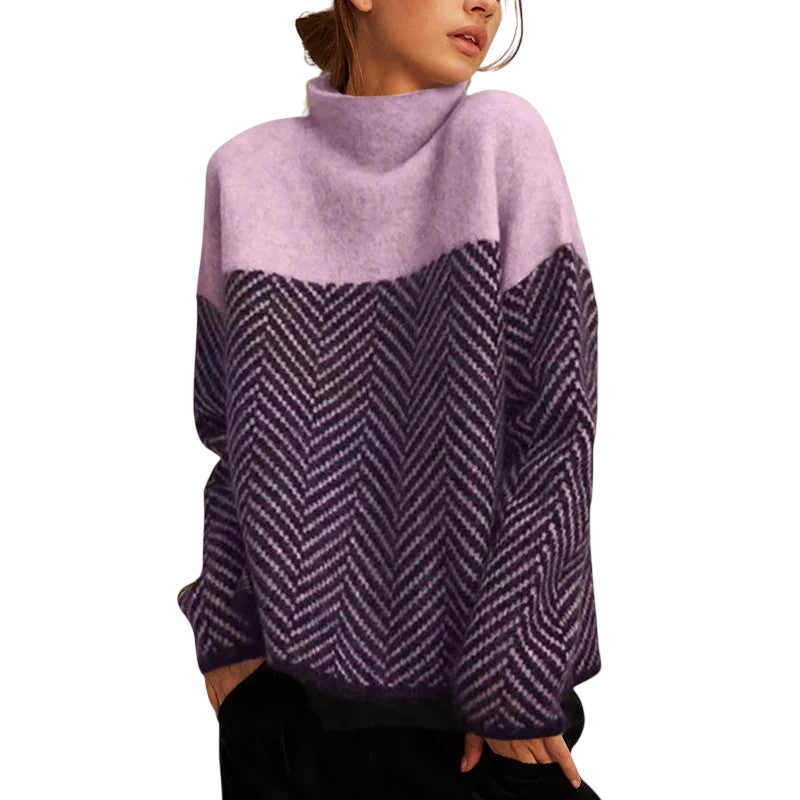Eva | Pull en maille bicolore structuré