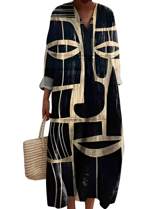 Eclipse Mask Geometric Print Dress
