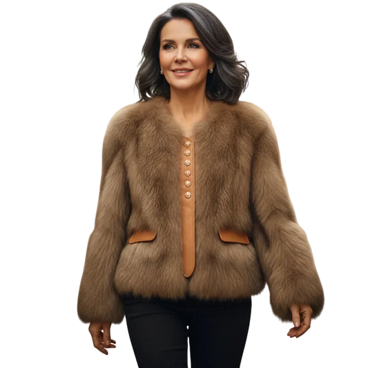 Aurelia - Short Fox Fur Effect Jacket