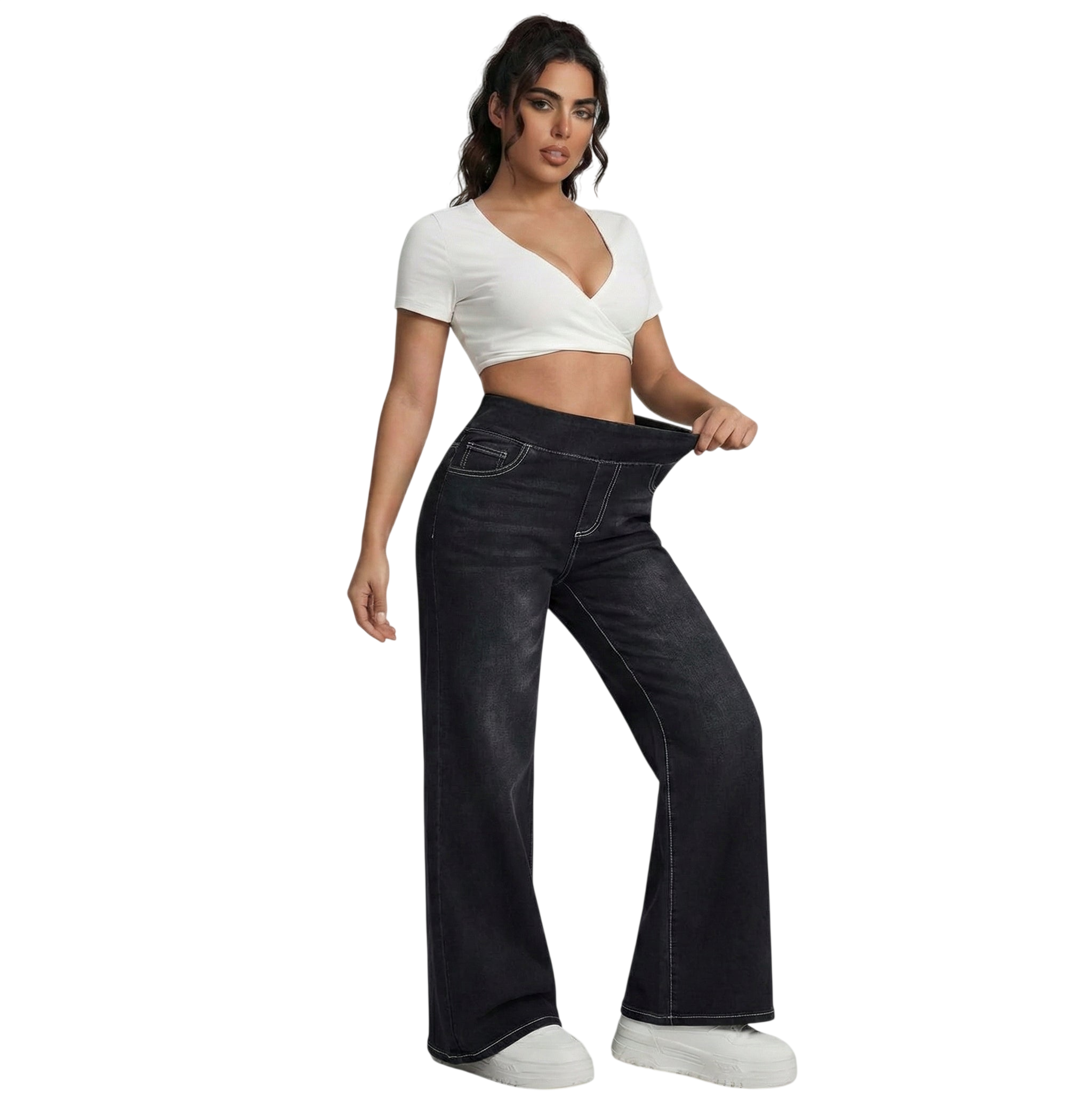 Pantalon large avec contrôle du ventre