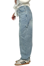 Dariya | Jean cargo coupe ballon avec éclat et ornements en strass