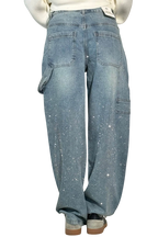 Dariya | Jean cargo coupe ballon avec éclat et ornements en strass