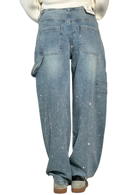 Dariya | Balloon Cargo Jeans with Rhinestone Details