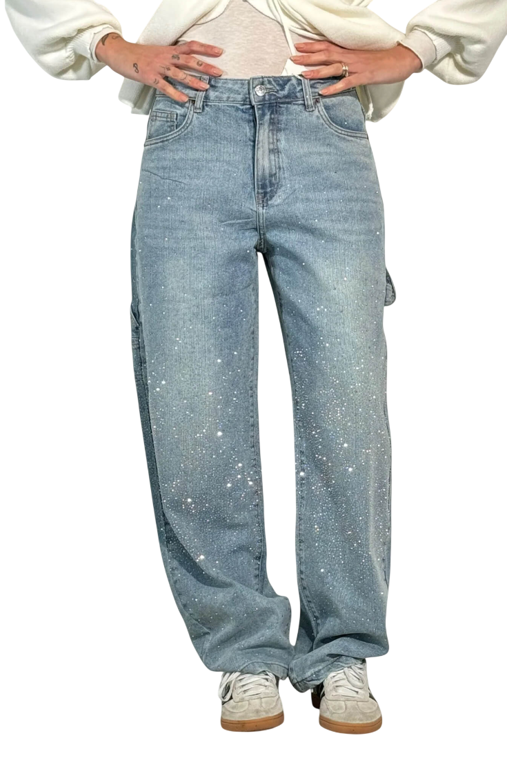 Dariya | Balloon Cargo Jeans with Rhinestone Details