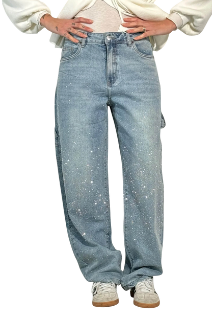 Dariya | Balloon Cargo Jeans with Rhinestone Details
