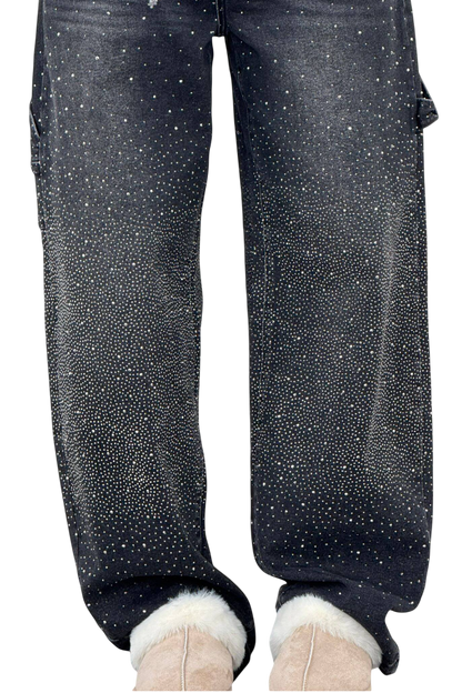Dariya | Balloon Cargo Jeans with Rhinestone Details