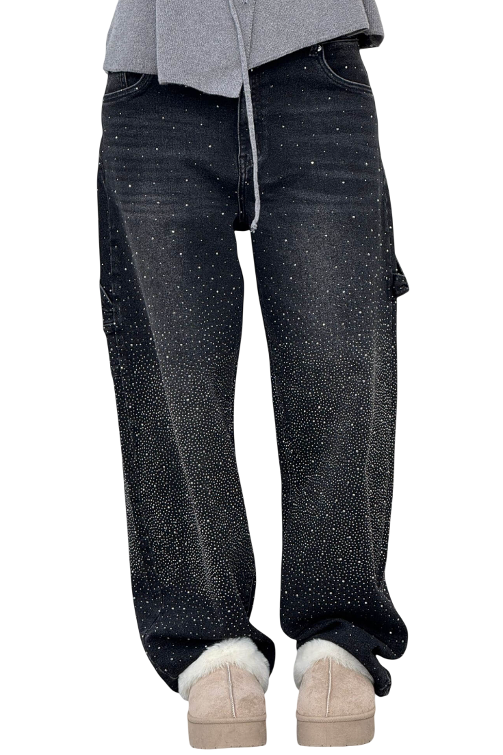 Dariya | Balloon Cargo Jeans with Rhinestone Details