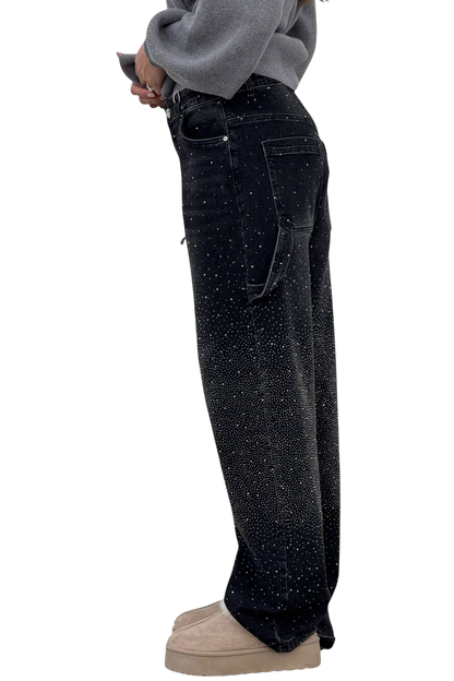 Dariya | Balloon Cargo Jeans with Rhinestone Details