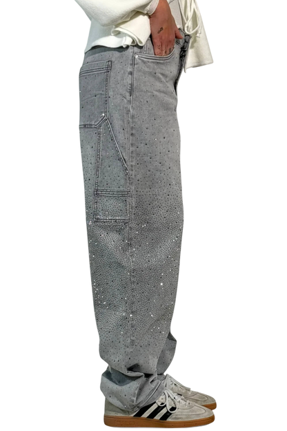 Dariya | Balloon Cargo Jeans with Rhinestone Details