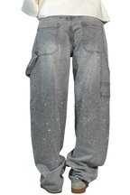Dariya | Jean cargo coupe ballon avec éclat et ornements en strass