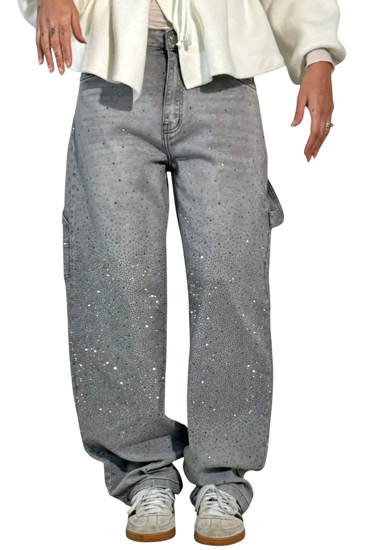 Dariya | Balloon Cargo Jeans with Rhinestone Details