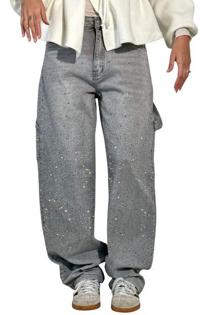 Dariya | Balloon Cargo Jeans with Rhinestone Details