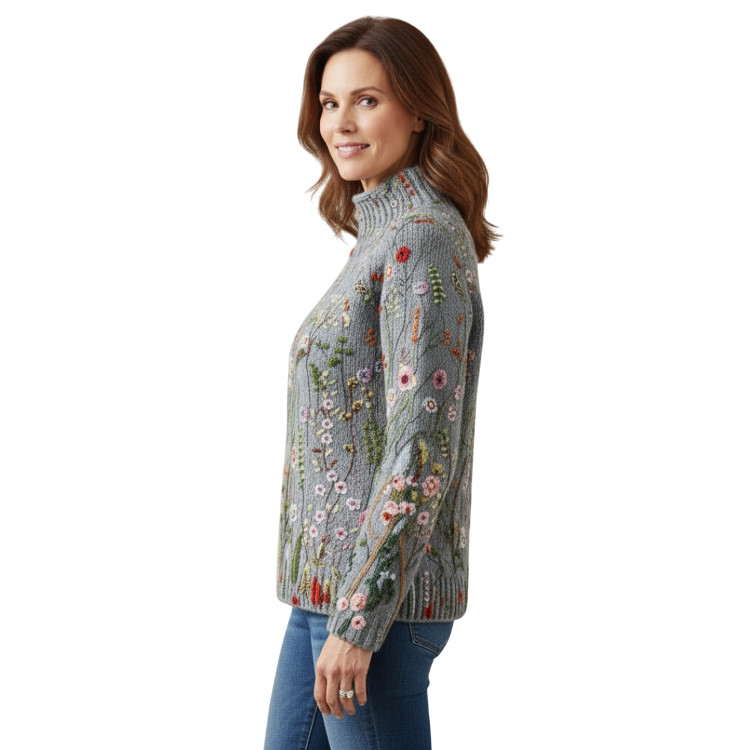 Maurine | Vintage Floral Print Turtleneck Sweater