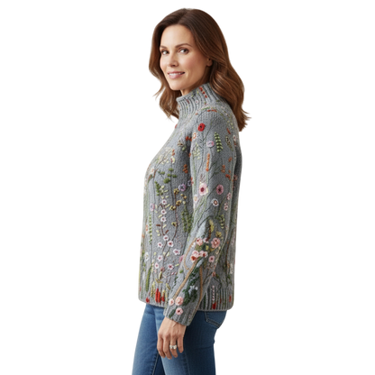 Maurine | Vintage Floral Print Turtleneck Sweater