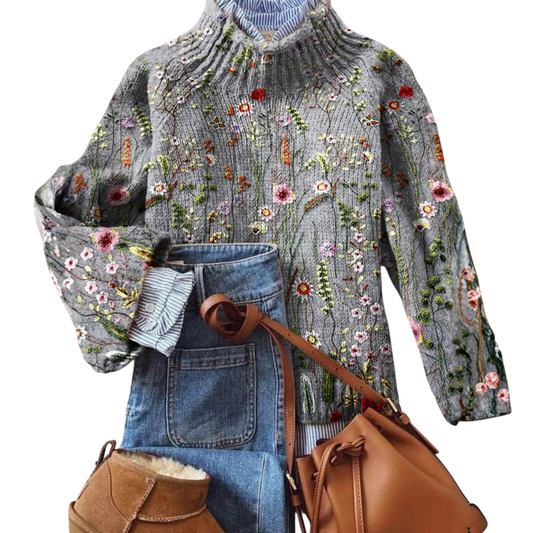Maurine | Vintage Floral Print Turtleneck Sweater