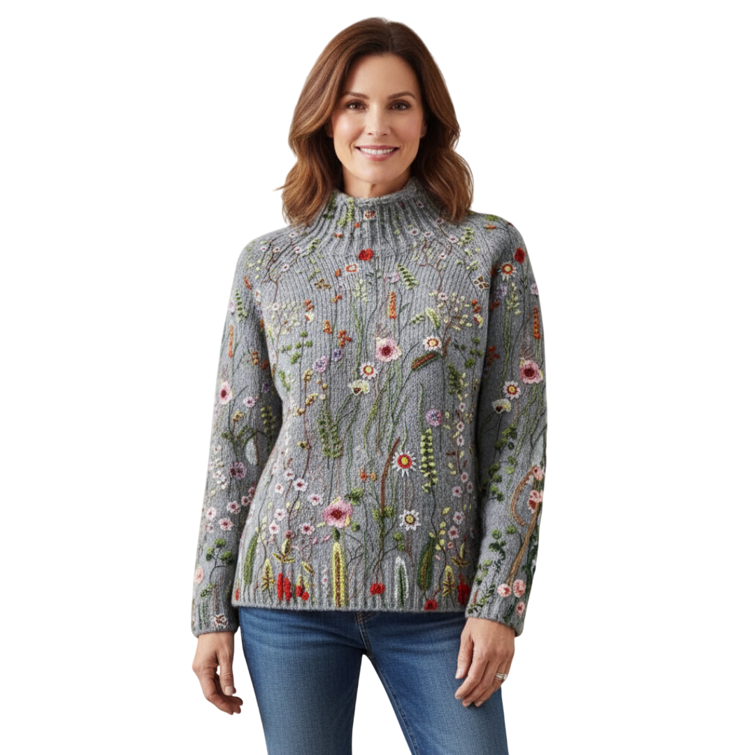 Maurine | Vintage Floral Print Turtleneck Sweater