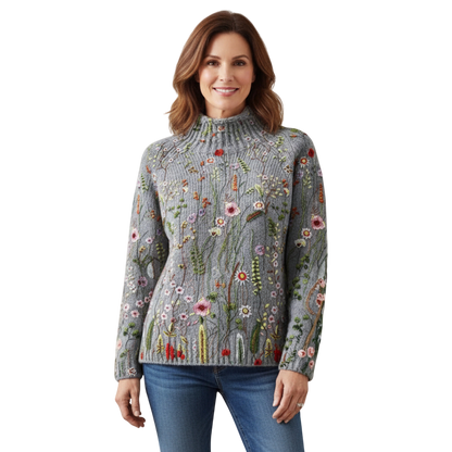 Maurine | Vintage Floral Print Turtleneck Sweater