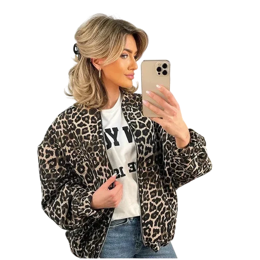 Fiona - Autumn Bomber Jacket with Animal Print