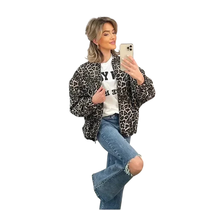 Fiona - Blouson aviateur d'automne à imprimé animal