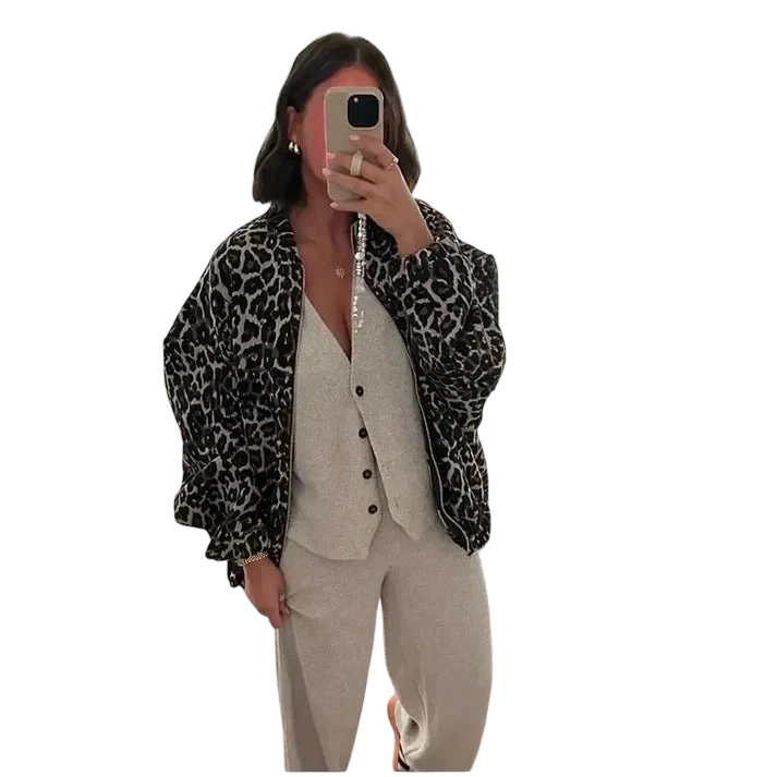 Fiona - Blouson aviateur d'automne à imprimé animal