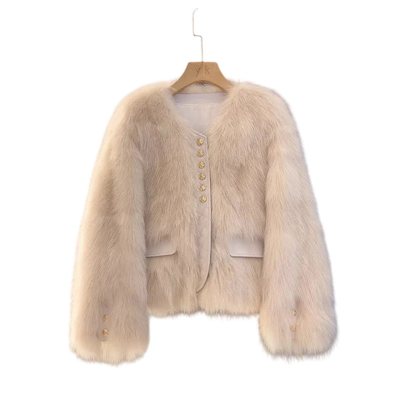 Aurélia - Blouson court effet fourrure de renard