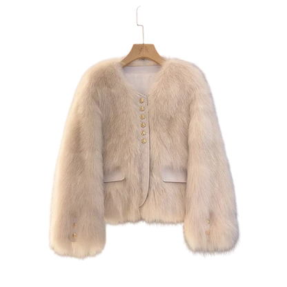 Aurelia - Short Fox Fur Effect Jacket