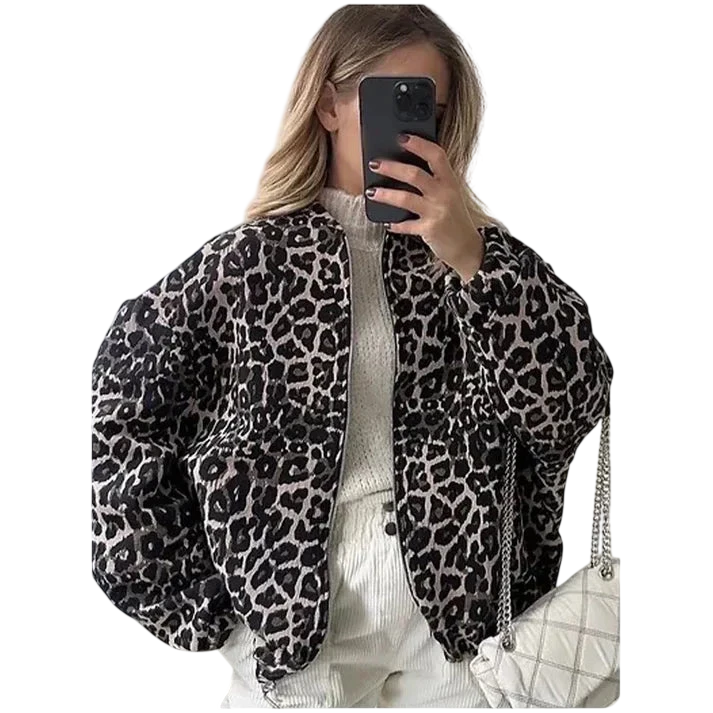 Fiona - Blouson aviateur d'automne à imprimé animal