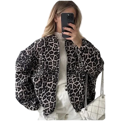 Fiona - Autumn Bomber Jacket with Animal Print