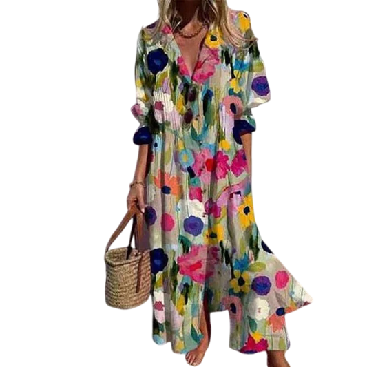 Romy - Boho Puff Sleeve Maxi Dress
