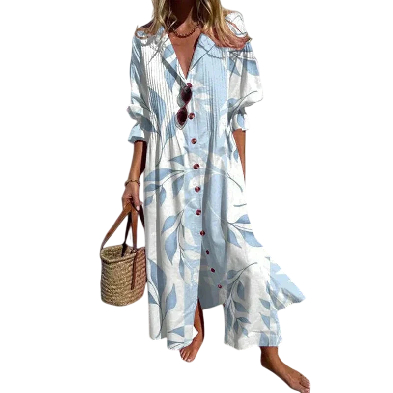 Romy - Robe longue bohème à manches bouffantes