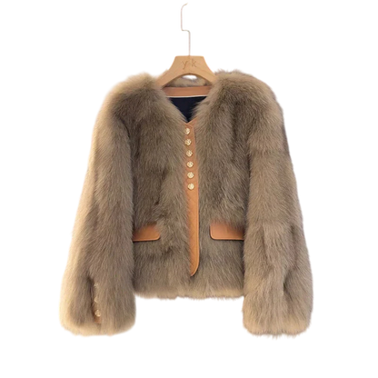 Aurelia - Short Fox Fur Effect Jacket