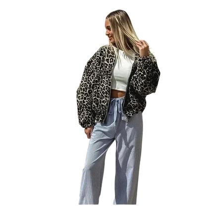 Fiona - Autumn Bomber Jacket with Animal Print