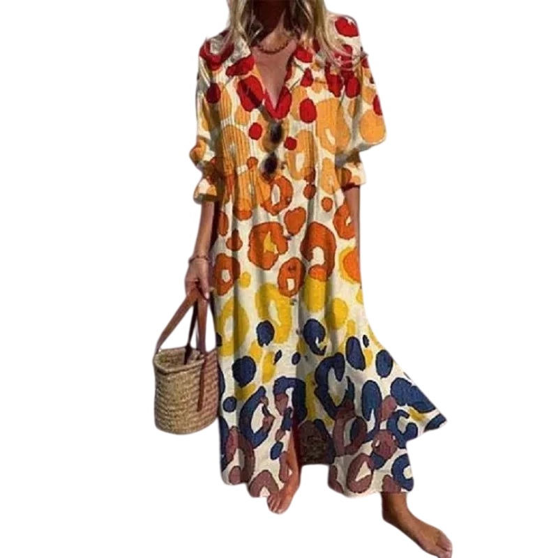 Romy - Robe longue bohème à manches bouffantes