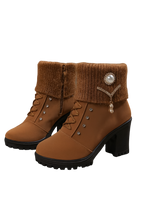 Tania - Bottines à talon épais avec détail chaud et décoratif