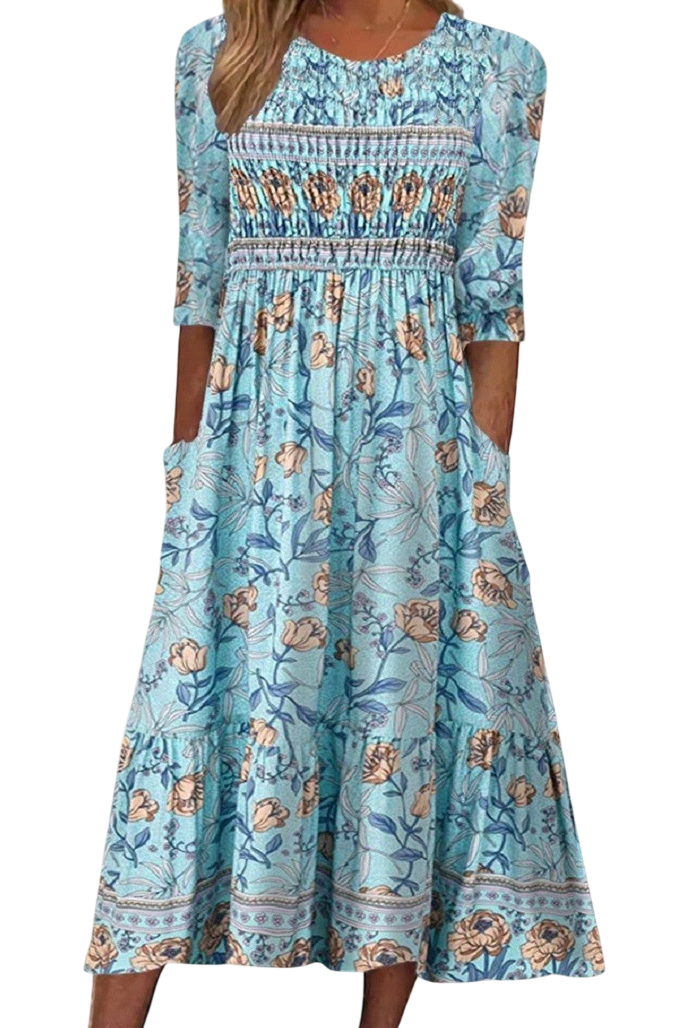 Robe Havani à pétales fluide avec protection ventrale