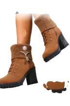 Tania - Bottines à talon épais avec détail chaud et décoratif