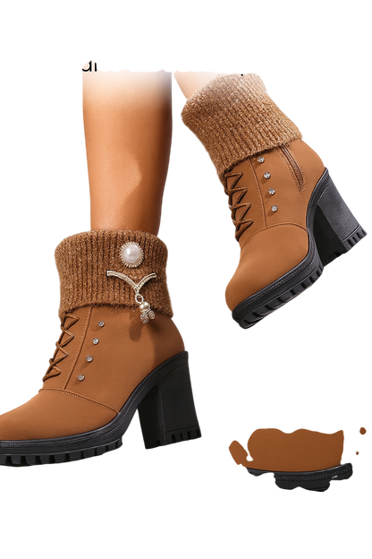 Tania – Block Heel Boots with Warm Decorative Detail
